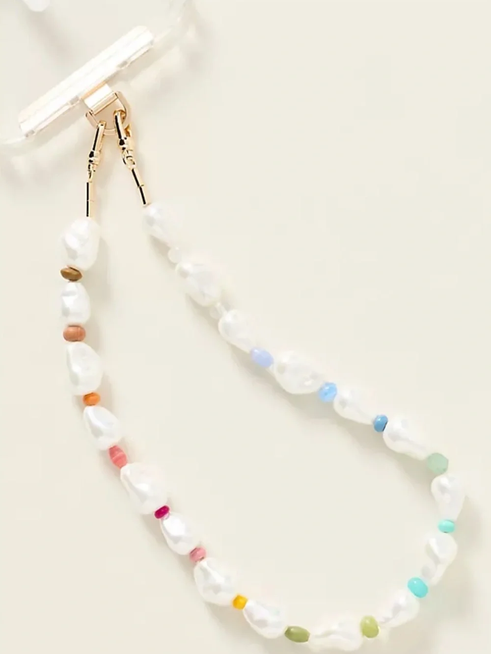 Anthropologie Pearl Rainbow Beaded Phone Chain Charm